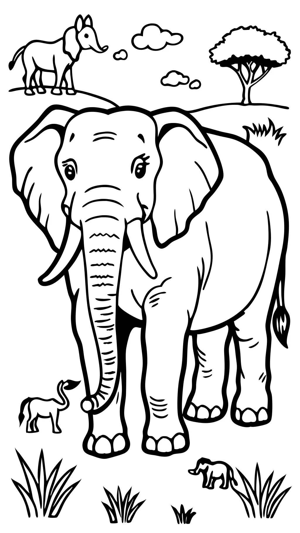 realistic elephant coloring pages